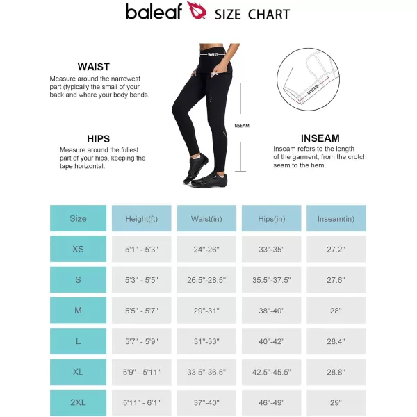 BALEAF Womens Winter Cycling Pants Padded Bike Thermal Tights Fleece Lined Leggings Water Resistant Cold Weather Gel PocketsBlack