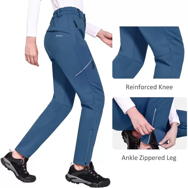 BALEAF Womens Winter Fleece Lined Hiking Pants Insulated Waterproof Cold Weather Outdoor Windproof Soft ShellDeep Blue