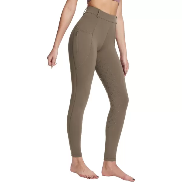 BALEAF Womens Winter Riding Pants Full Seat Breeches Fleece Horse Equestrian Tights Horseback Leggings PocketsBrownfull Seat