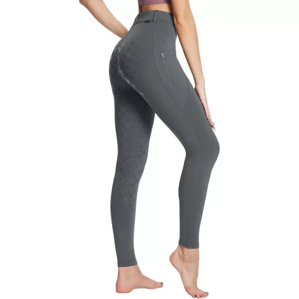 BALEAF Womens Winter Riding Pants Full Seat Breeches Fleece Horse Equestrian Tights Horseback Leggings PocketsGreyfull Seat