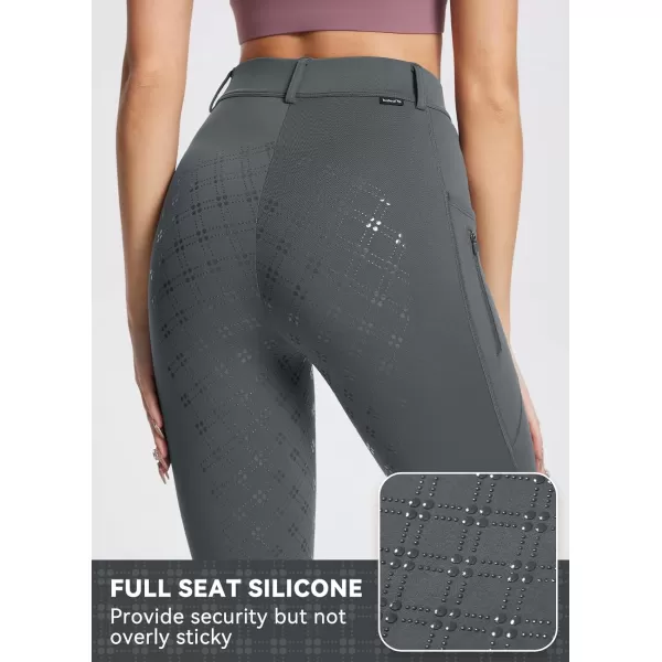 BALEAF Womens Winter Riding Pants Full Seat Breeches Fleece Horse Equestrian Tights Horseback Leggings PocketsGreyfull Seat