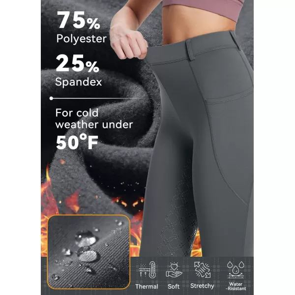 BALEAF Womens Winter Riding Pants Full Seat Breeches Fleece Horse Equestrian Tights Horseback Leggings PocketsGreyfull Seat
