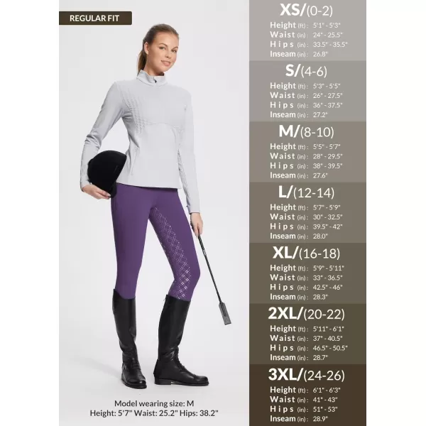 BALEAF Womens Winter Riding Pants Full Seat Breeches Fleece Horse Equestrian Tights Horseback Leggings PocketsPurplefull Seat