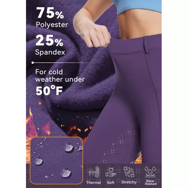 BALEAF Womens Winter Riding Pants Full Seat Breeches Fleece Horse Equestrian Tights Horseback Leggings PocketsPurplefull Seat