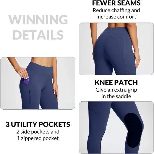 BALEAF Womens Winter Riding Pants Horse Breeches KneePatch Fleece Horseback Equestrian Tights Pockets Leggings01suedeblue