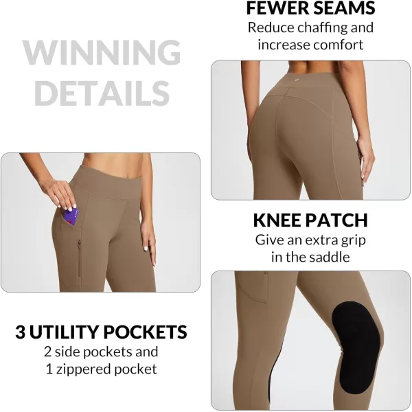 BALEAF Womens Winter Riding Pants Horse Breeches KneePatch Fleece Horseback Equestrian Tights Pockets Leggings01suedebrown