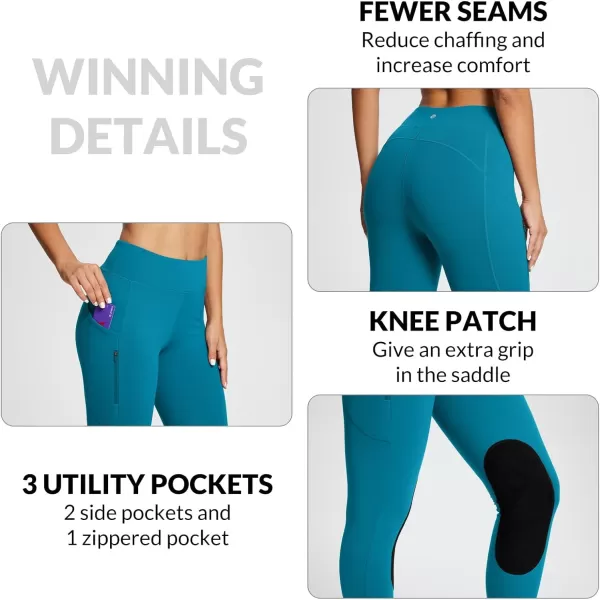 BALEAF Womens Winter Riding Pants Horse Breeches KneePatch Fleece Horseback Equestrian Tights Pockets Leggings01suedepeacock Blue