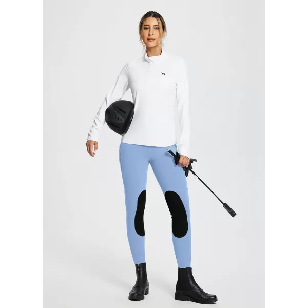 BALEAF Womens Winter Riding Pants Horse Breeches KneePatch Fleece Horseback Equestrian Tights Pockets LeggingsLight Blue