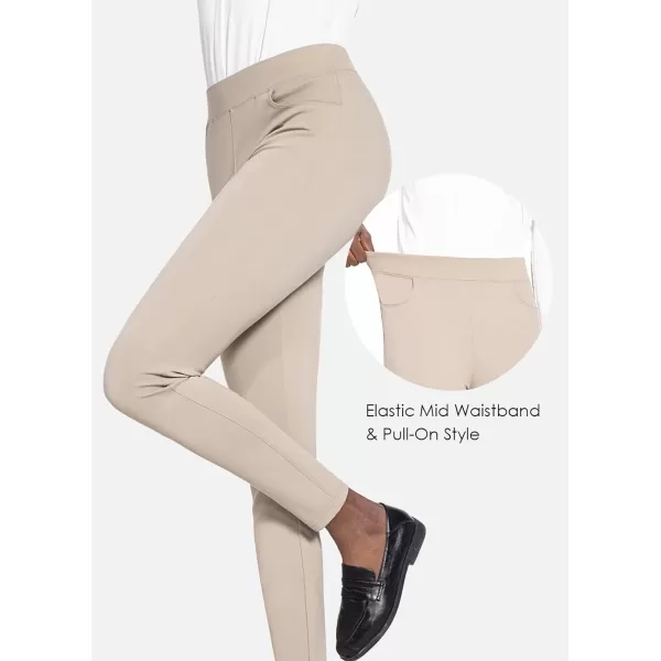 BALEAF Womens Work Leggings Skinny Yoga Dress Pants Stretchy Business Casual with Pockets Office PonteTeak Brown