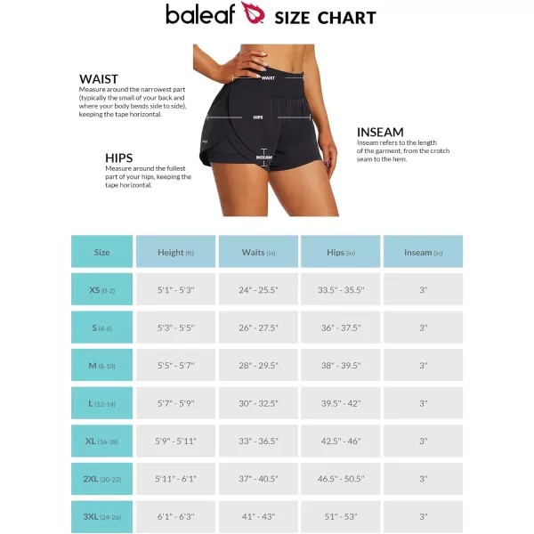 BALEAF Womens Workout Running Shorts 2 in 1 Spandex High Waisted 3 Athletic Shorts with Liner PocketsBlack