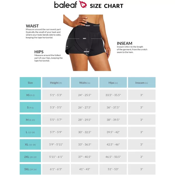 BALEAF Womens Workout Running Shorts 2 in 1 Spandex High Waisted 3 Athletic Shorts with Liner PocketsBlack