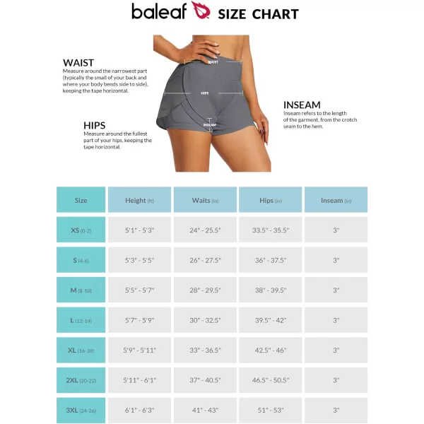 BALEAF Womens Workout Running Shorts 2 in 1 Spandex High Waisted 3 Athletic Shorts with Liner PocketsDark Grey