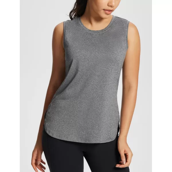 BALEAF Womens Workout Tank Tops Sleeveless Athletic Tennis Exercise Running Shirts with Side SlitHeather Gray  Quick Dry