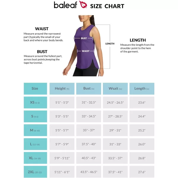 BALEAF Womens Workout Tank Tops Sleeveless Athletic Tennis Exercise Running Shirts with Side SlitPurple