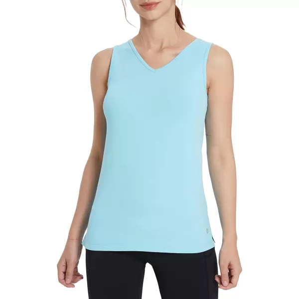 BALEAF Womens Workout Tank Tops for Tennis Quick Dry Fitted Sleeveless Shirts UPF50 VNeck LightweightBlue