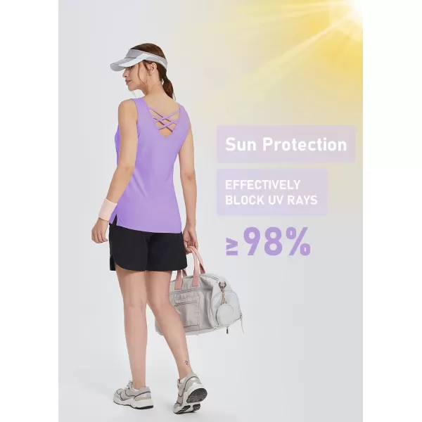 BALEAF Womens Workout Tank Tops for Tennis Quick Dry Fitted Sleeveless Shirts UPF50 VNeck LightweightPurple