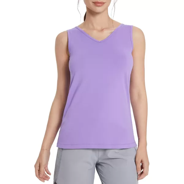 BALEAF Womens Workout Tank Tops for Tennis Quick Dry Fitted Sleeveless Shirts UPF50 VNeck LightweightPurple