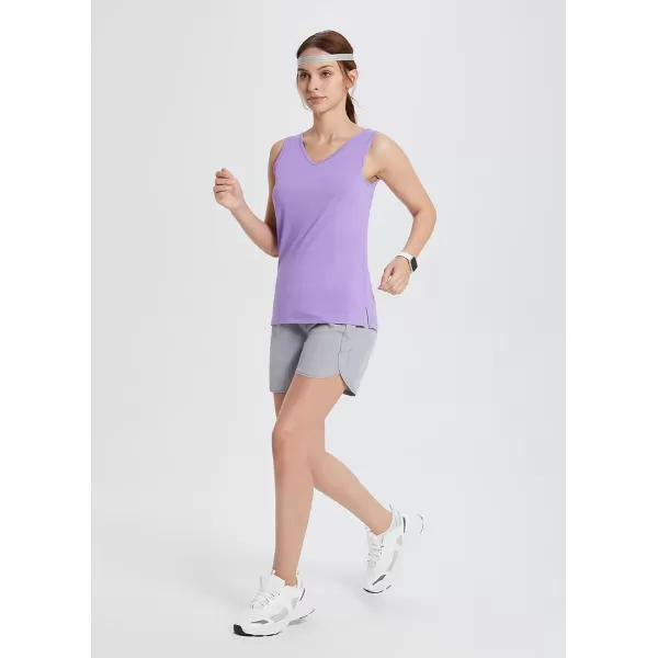 BALEAF Womens Workout Tank Tops for Tennis Quick Dry Fitted Sleeveless Shirts UPF50 VNeck LightweightPurple