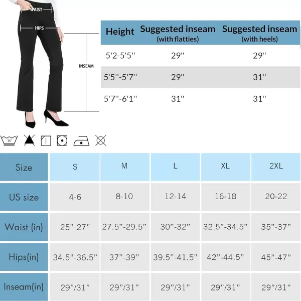 BALEAF Womens Yoga Dress Pants Stretchy Work Slacks Business Casual Straight LegBootcut Pull on Trousers 4 Pockets29 Bootcut Black