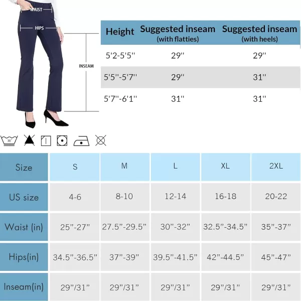 BALEAF Womens Yoga Dress Pants Stretchy Work Slacks Business Casual Straight LegBootcut Pull on Trousers 4 Pockets29 Bootcut Navy Blue