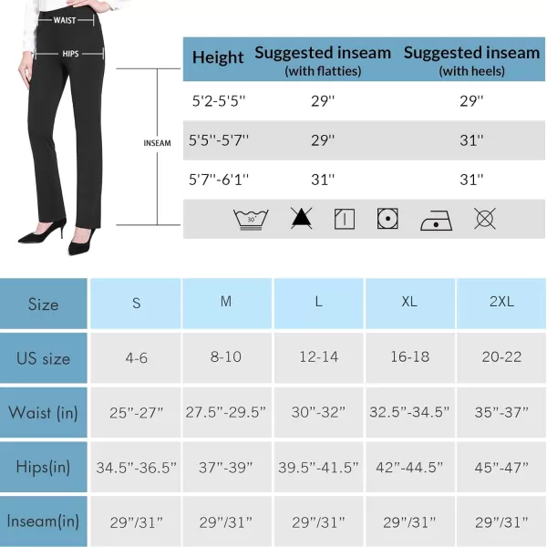 BALEAF Womens Yoga Dress Pants Stretchy Work Slacks Business Casual Straight LegBootcut Pull on Trousers 4 Pockets29 Straight Black