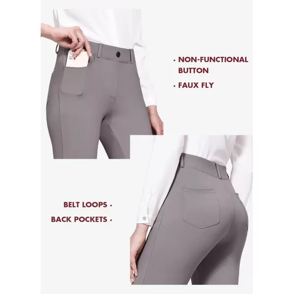 BALEAF Womens Yoga Dress Pants Stretchy Work Slacks Business Casual Straight LegBootcut Pull on Trousers 4 Pockets29 Straight Gray