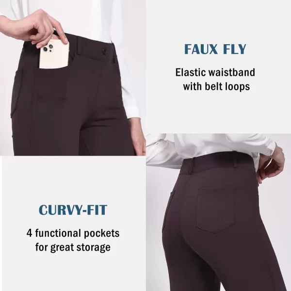 BALEAF Womens Yoga Dress Pants Stretchy Work Slacks Business Casual Straight LegBootcut Pull on Trousers 4 Pockets31 Bootcut Chocolate Brown