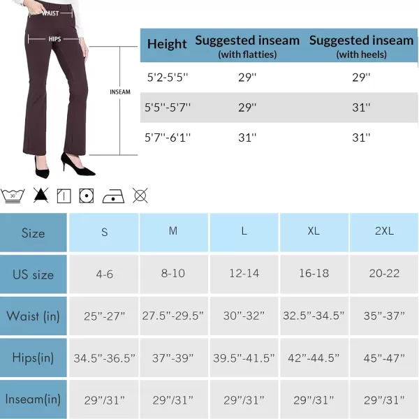 BALEAF Womens Yoga Dress Pants Stretchy Work Slacks Business Casual Straight LegBootcut Pull on Trousers 4 Pockets31 Bootcut Chocolate Brown