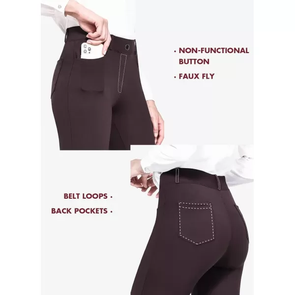 BALEAF Womens Yoga Dress Pants Stretchy Work Slacks Business Casual Straight LegBootcut Pull on Trousers 4 Pockets31 Straight Chocolate Brown