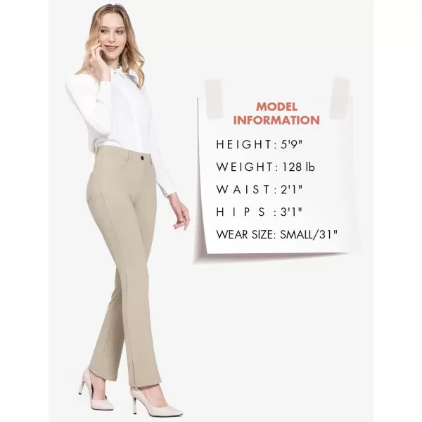 BALEAF Womens Yoga Dress Pants Stretchy Work Slacks Business Casual Straight LegBootcut Pull on Trousers 4 Pockets31 Straight Khaki