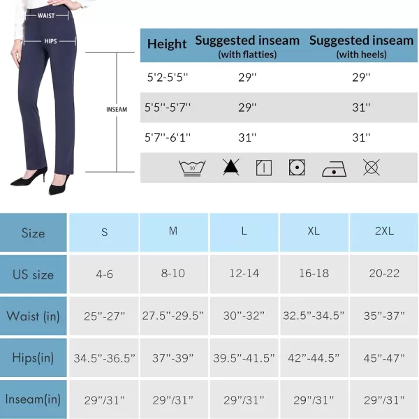 BALEAF Womens Yoga Dress Pants Stretchy Work Slacks Business Casual Straight LegBootcut Pull on Trousers 4 Pockets31 Straight Navy Blue