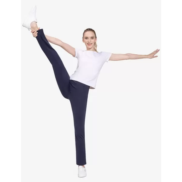 BALEAF Womens Yoga Dress Pants Stretchy Work Slacks Business Casual Straight LegBootcut Pull on Trousers 4 Pockets31 Straight Navy Blue