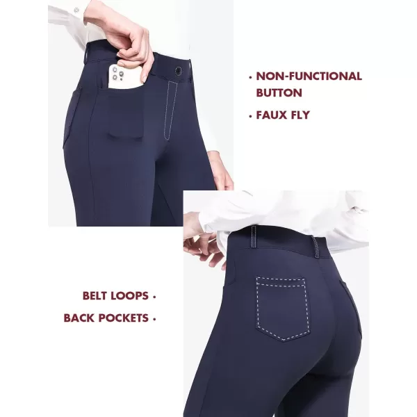BALEAF Womens Yoga Dress Pants Stretchy Work Slacks Business Casual Straight LegBootcut Pull on Trousers 4 Pockets31 Straight Navy Blue