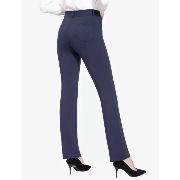 BALEAF Womens Yoga Dress Pants Stretchy Work Slacks Business Casual Straight LegBootcut Pull on Trousers 4 Pockets31 Straight Navy Blue
