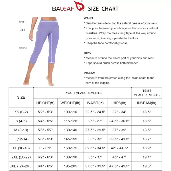 BALEAF Womens Yoga Pants Workout Capris Leggings Pockets Mid Waist Crop Athletic Running TightsBlack