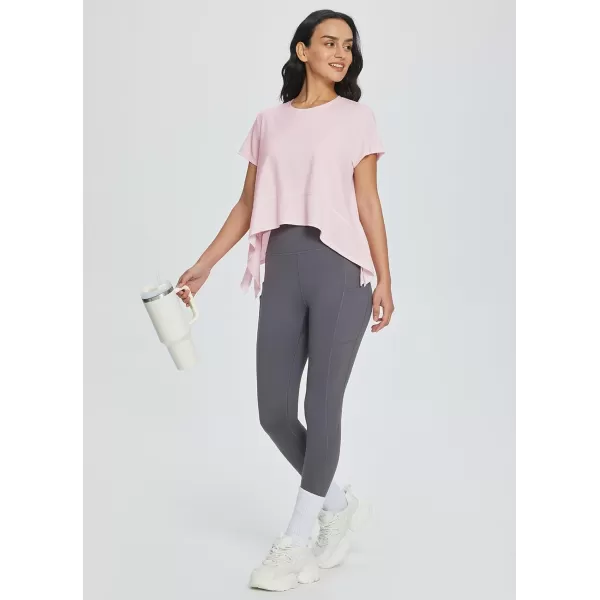 BALEAF Workout Shirts for Women Flowy Athletic Tops Oversized Loose Fit Running Yoga Quick Dry Soft Crewneck TeesPink