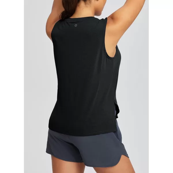 BALEAF Workout Tank Tops for Women Sleeveless Athletic Tops Loose Fit Running Shirts Quick Dry Exercise Gym ClothesBlack