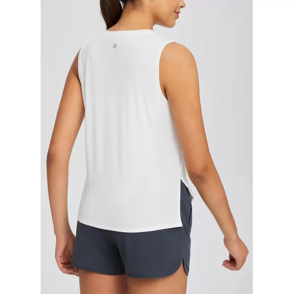 BALEAF Workout Tank Tops for Women Sleeveless Athletic Tops Loose Fit Running Shirts Quick Dry Exercise Gym ClothesWhite