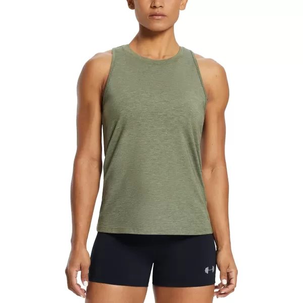 BALEAF Workout Tank Tops for Women Sleeveless Running Loose Fit Yoga Tops Active Shirts Pickleball Sports Gym ExerciseRacerbackheather Green