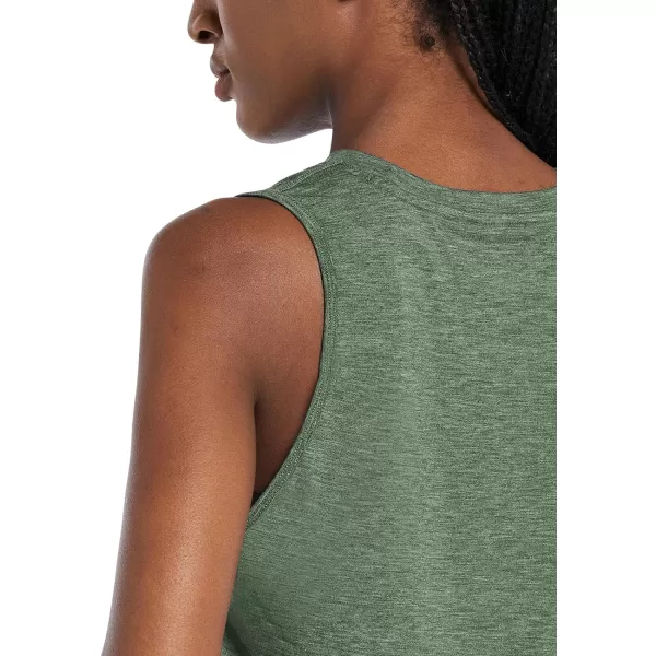 BALEAF Workout Tops for Women Crop Tank Top Quick Dry Athletic Gym Exercise Sleeveless Shirts Muscle Yoga Loose FitArmy Green