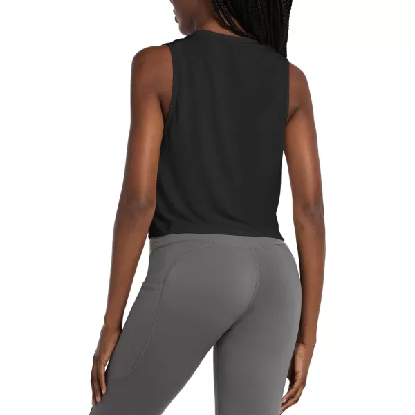 BALEAF Workout Tops for Women Crop Tank Top Quick Dry Athletic Gym Exercise Sleeveless Shirts Muscle Yoga Loose FitBlack2 Pack