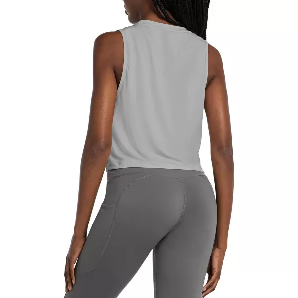 BALEAF Workout Tops for Women Crop Tank Top Quick Dry Athletic Gym Exercise Sleeveless Shirts Muscle Yoga Loose FitGray
