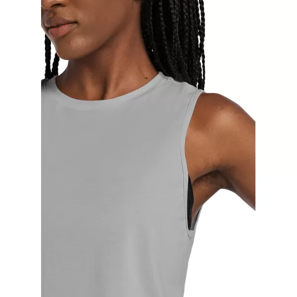 BALEAF Workout Tops for Women Crop Tank Top Quick Dry Athletic Gym Exercise Sleeveless Shirts Muscle Yoga Loose FitGray