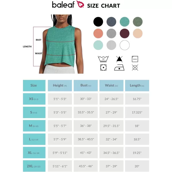 BALEAF Workout Tops for Women Crop Tank Top Quick Dry Athletic Gym Exercise Sleeveless Shirts Muscle Yoga Loose FitHeather Green