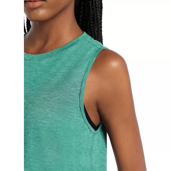 BALEAF Workout Tops for Women Crop Tank Top Quick Dry Athletic Gym Exercise Sleeveless Shirts Muscle Yoga Loose FitHeather Green