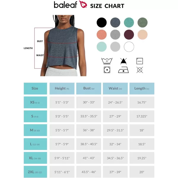 BALEAF Workout Tops for Women Crop Tank Top Quick Dry Athletic Gym Exercise Sleeveless Shirts Muscle Yoga Loose FitHeather Navy