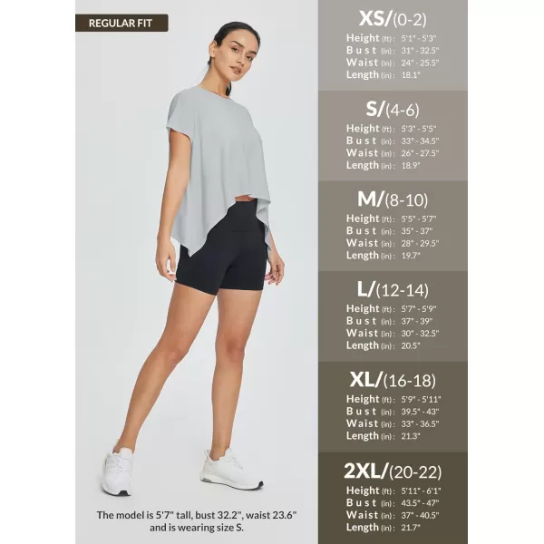 BALEAF Workout Tops for Women Flowy Athletic Tops Oversized Loose Fit Running Yoga Quick Dry Soft Crewneck TeesHeather Gray