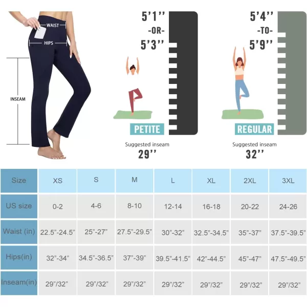 BALEAF Yoga Pants with Pockets for Women 29 32 Straight Leg High Waisted Slim Slacks Casual Workout Pants29 Inseam Navy