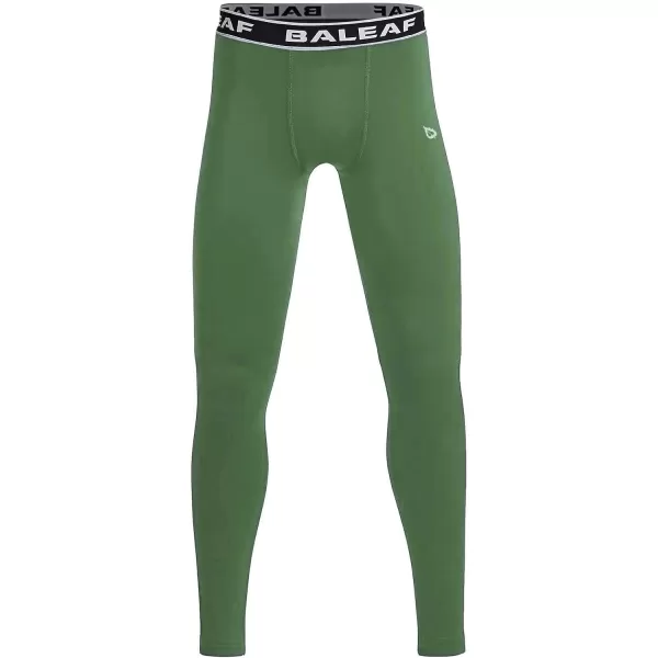 BALEAF Youth Compression Pants Boys Leggings Kids Baseball Pants Tights Base Layer Football Basketball SportsArmy Green