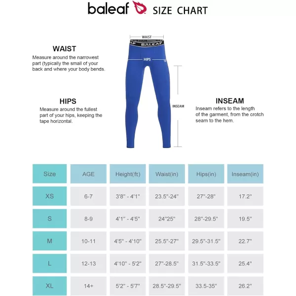 BALEAF Youth Compression Pants Boys Leggings Kids Baseball Pants Tights Base Layer Football Basketball SportsRoyal Blue